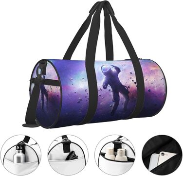 Спортивна сумка для подорожей, сумка-дорожня, з принтом космонавта, на нічліг, чорна, універсальний розмір, дорожня сумка