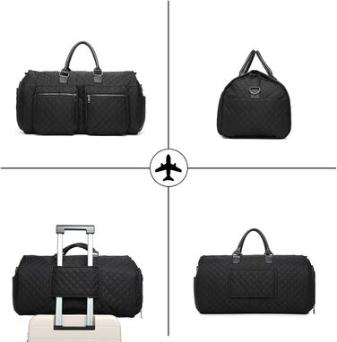 Сумка для одягу Seyfocnia Convertible для жінок, шкіряні сумки для одягу з чохлом для взуття, підвісні дорожні сумки 2-в-1, модні чорні