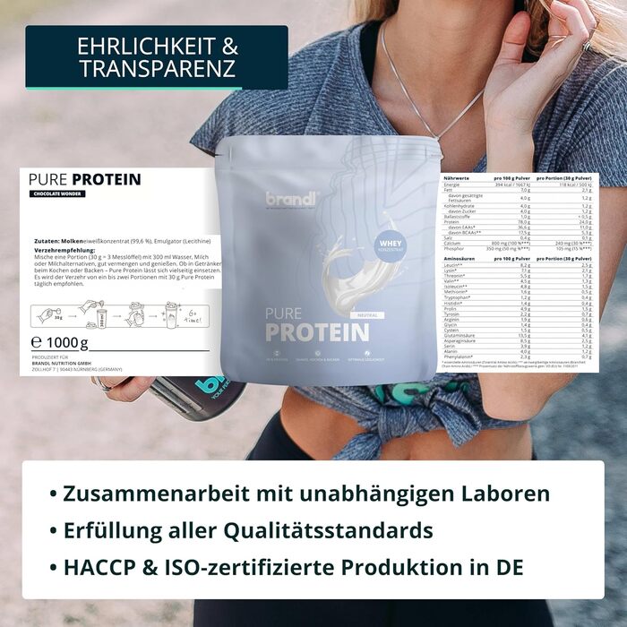 Протеїновий порошок brandl Protein Powder, Neutral, 1000 г