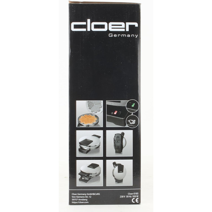 Вафельниця Cloer 185 для вафлі-серця, 930 Вт, розмір вафель 16 см, важкі пластини для випічки, оптичний та акустичний готовий повідомлення, корпус з нержавіючої сталі, нержавіюча сталь, хромована вафля розмір 16 см з сигнальним тоном Chrome