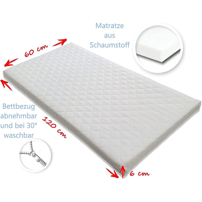 Предметний комплект дитячого ліжечка/ліжечка та постільної білизни Happy Leo, включаючи матрац, регульована висота для новонароджених, немовлят та малюків, виготовлений з масиву дерева, вишитий (Teddy Bear Moon Blue), 13-