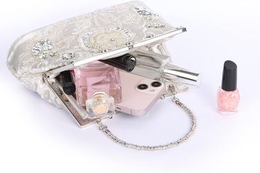 Жіночі клатчі Beaface, квіткові клатчі з бісером для жінок, вишиті клатчі для вечірок та весіль, жіночі сумочки-клатчі сріблястого кольору