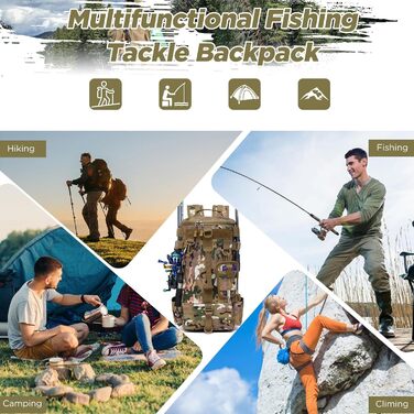 Рибальська сумка Aceshop, водонепроникний рюкзак для рибальських снастей Рюкзак для риболовлі Військова сумка через плече Тактичний туристичний рюкзак Сумка для рибальських снастей Багатофункціональний військовий рюкзак для риболовлі Походи в подорожі