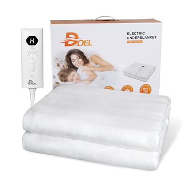 Підігріта ковдра DOEL 160x140 см, подвійна підігріта підковдра з 10 режимами нагріву, електрична підігріта ковдра з автоматичним вимкненням 3/12 годин, підігрів матраца, який можна прати в пральній машині, 220-230 В, 50-60 Гц, 115 Вт, білий