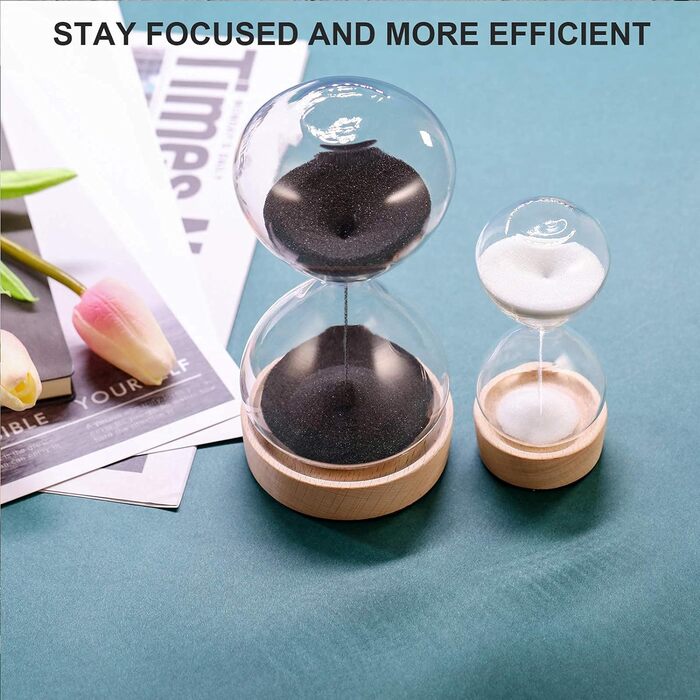 Пісочний годинник SuLiao для Uten, Поворотний на 720, Старовинний білий пісочний годинник, Вінтажний пісочний годинник 1 Hora Reloj de Arena, Великий метал, Пісочне скло, Офіс, Письмовий стіл, Дім, Весільне оформлення (Чорний, ЧОРНИЙ-30 хв і БІЛИЙ-5 хв)