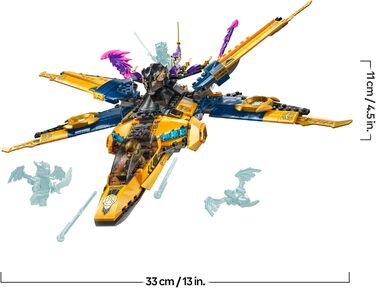 Суперштормовий літальний апарат Ра та Арін - Іграшка з дроном, шутерами, лезами та двигунами - Включає 3 мініфігурки для рольової гри ніндзя - Конструктор для хлопчиків та дівчаток віком від 8 років 71833