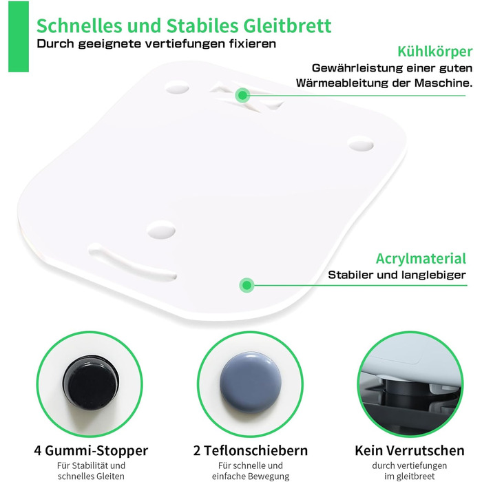 Розсувна дошка підходить для Thermomix TM6 TM5, JLNJLE Високоякісна акрилова планерна дошка без зусиль рухома дошка для аксесуарів TM6 TM5 (біла)