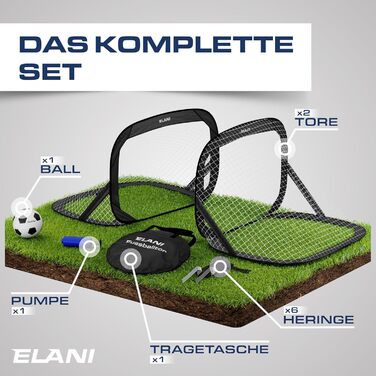 Висувні футбольні ворота для дітей, набір з 2 шт. - складані з м&39ячем та насосом, на 50 менші легке складання, міні-футбольні ворота, ворота, футбольні ворота для саду, дитячі футбольні ворота, чорні футбольні ворота