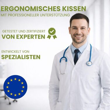 Ортопедична подушка - подушка для підтримки шиї - сертифікована Oeko-TEX - подушка для зняття болю в шиї - подушка з піни з ефектом пам&39яті - ергономічна подушка - суперм&39яка тканина, яку можна прати внутрішній чохол