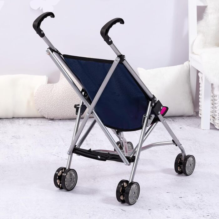 Коляска для ляльок, лялькова коляска, подвійні колеса, ремені безпеки, легко складається, виготовлена з металу, 30113AA