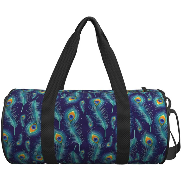 Дорожня сумка-циліндр з пір'ям павича, спортивна сумка для чоловіків та жінок, сумка-мішок, спортивна дорожня сумка