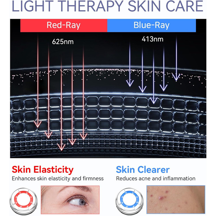 Масажер для обличчя, ANLAN 5 в 1 масажер для обличчя проти зморшок Червоний і синій світловий терапевтичний масажер для обличчя Тепло прохолодна вібрація EMS пристрій для обличчя Підтяжка обличчя проти зморшок антивіковий пристрій класичний