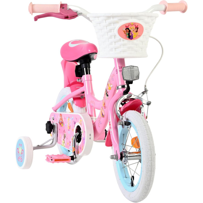 Дитячий велосипед Volare Disney Princess 12 дюймів рожевий з додатковими колесами та кошиком