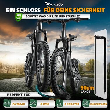Замок велосипедний MIVELO ланцюговий високої безпеки ланцюг для велосипеда з шестиміліметровим квадратним перетином I Велозамок з загартованої сталі з ключем, 90 см