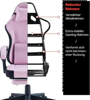 Ігровий стільчик з підставкою для ніг - м&39які підлокітники - регульована висота - рожевий