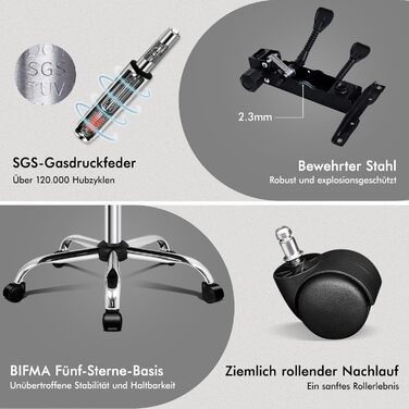 Офісне крісло ALFORDSON з функцією масажу, ергономічний дизайн з великою подушкою сидіння, поперекова підтримка, коліщатка для плавного пересування в офісі, чорний колір, лляна тканина Elias - чорний (льон) серія Elias