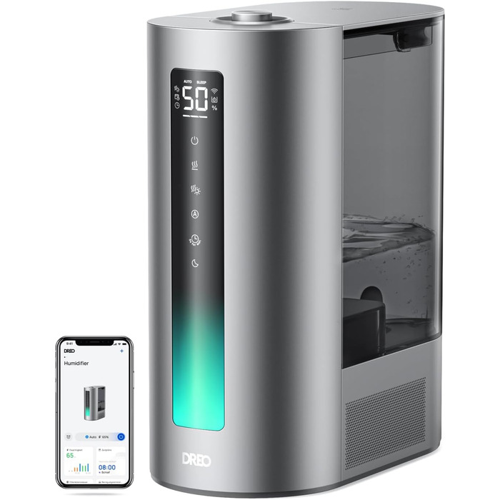 Зволожувач повітря Dreo Smart для спальні, супер великий зволожувач повітря з верхнім заповненням 4 л з масляним дифузором і нічни