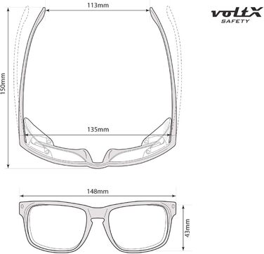 Захисний зчитувач voltX 'Crystal', повністю засклені захисні окуляри (діоптрій 2.0, прозора лінза) - ОКУЛЯРИ БЕЗПЕКИ ЧИТАЧІВ, лінза UV400