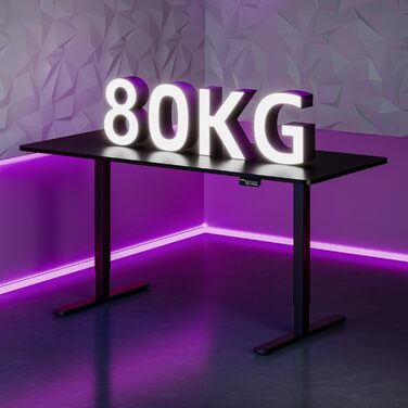 Стіл з регульованою висотою 180x80 см, Електричний ігровий стіл, Стіл з функціями пам&39яті та гачками, Чорний 180x80 см Чорний