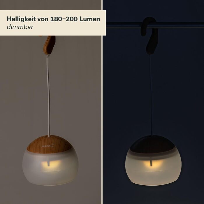 Світлодіодний кемпінговий ліхтар Skandika Tufjord 3 режими освітлення, акумуляторна батарея 2000 мАг, ліхтар для намету, нічник Ліхтар для кемпінгу, саду, декору, походів (під дерево)