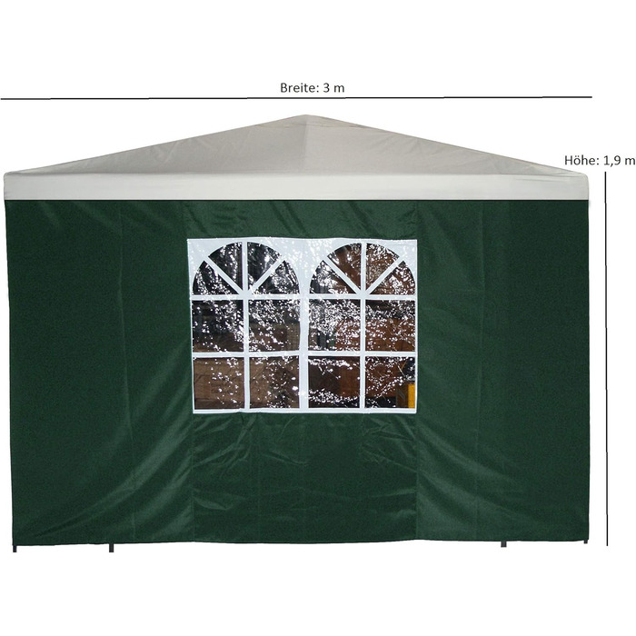 Бічна панель для павільйону 3x3 метри з вікном, зелена