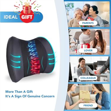 Поперекова опорна подушка Поперекова подушка з піни з ефектом пам&39яті для полегшення болю в попереку - Автомобільна спинна подушка для водія - Поперекова опора для автомобіля, офісного крісла, інвалідного візка - Чорна класична 4D сітка чорного кольору