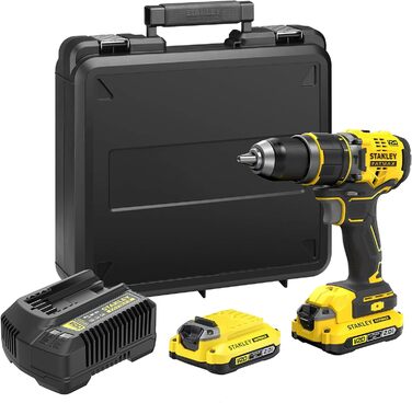 Двошвидкісний акумуляторний ударний дриль-шуруповерт Stanley FatMax 18 В SFMCD721D2K (2,0 Ач, макс. крутний момент 80 Нм, безщітко