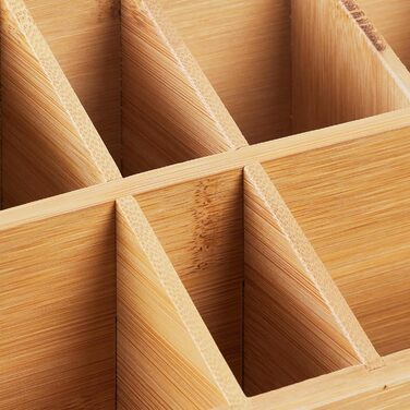 Органайзер для косметики Relaxdays, Органайзер для макіяжу з шухлядою, Тримач для пензлів, Бамбук, ВxШxГ 19 x 25,5 x 12,5 см, Натуральний