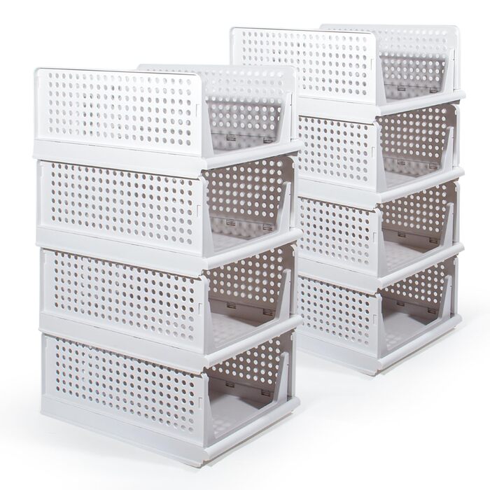 Набір органайзерів для гардеробу з 8 предметів, складні коробки для зберігання, система організації шухляд, шафок та гардеробів (білий - 18 см * 8)