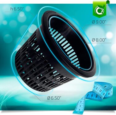 Круглі міцні сітчасті горщики CZ All Star з широкими краями Орхідеї Аквапоніка Гідропоніка Прорізна сітка 8 дюймів Садові сітчасті горщики CZ All Star - 5 чорних