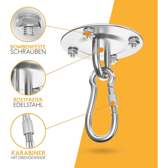 Стельовий гачок MEISTERFAKTUR для боксерських груш - Вантажопідйомність 500 кг - Вибухозахищений тримач для боксерських груш - Іде