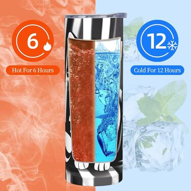 Кухоль з прямою трубочкою, 590 мл, чорно-білий смугастий принт кошенят, дорожній кухоль, підходить для кемпінгу, офісу та дому