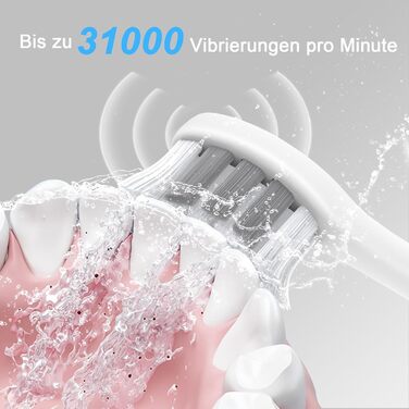 Електрична зубна щітка для дорослих з акумулятором до 240 днів роботи, 8 змінних насадок, акумуляторна, 3 режими чищення, таймер на 2 хвилини, водонепроникність IPX7, ідеальний подарунок для сім'ї, біла
