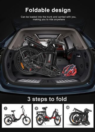 Електричний велосипед SAEMBIKE для дорослих, складаний електровелосипед 250 Вт зі знімним акумулятором 36 В 13 Аг, швидкість 25 км/год та запас ходу 110 км, електровелосипеди з товстими шинами 20&quot x 2,35&quot для міських поїздок