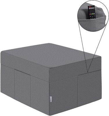 Складаний матрац для гостей з піни з ефектом пам&39яті з чохлом, середньої жорсткості, 75 x 195 x 10 см, сірий Матрац 75 x 195 x 10 см з чохлом