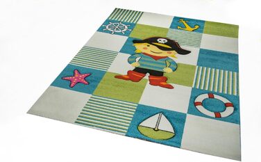 ДИТЯЧИЙ КИЛИМ ПІРАТСЬКИЙ ІГРОВИЙ КИЛИМ БІРЮЗОВО-СИНІЙ КРЕМ Розмір 200 х 290 см