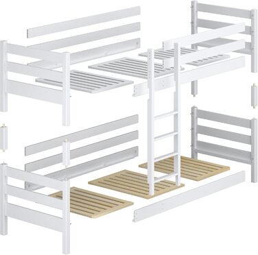 Двох'ярусне ліжко з шухлядою 120х180 см, дитяче ліжко для 2 дітей, 2 сторони складання сходів ліва або права, закруглені краї, міц