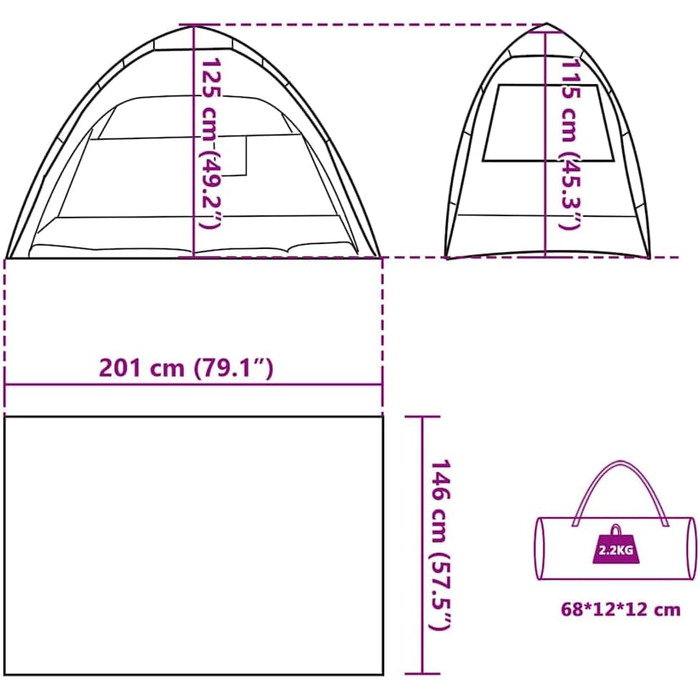Пляжний намет vidaXL, пляжний намет із системою швидкого зняття, водонепроникний кемпінговий намет з відкритим входом, захист від сонця, блакитно-синій, 190T поліестер