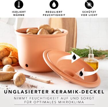 Картопляний горщик Rmertopf MAXI PLUS з натуральної глини, теракотовий, Ø 26 см, об&39ємом 5,5 л для зберігання приблизно 3 кг картоплі та овочів, вентильований з 3 вентиляційними отворами, глазурований дно, можна мити в посудомийній машині