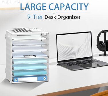 Рівневий органайзер для паперу з ручками, сітчастий тримач для файлів, органайзер для сортування паперу для офісу, дому, школи, білий, 9-