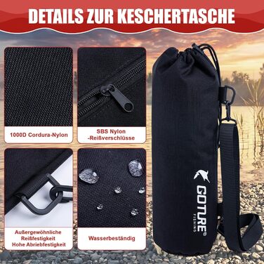 Телескопічний рибальський підсак Goture з плаваючою конструкцією NBR, складний підсак з гумованою сіткою з ПВХ, висувна ручка 42,5-112 см для форелі, окуня, щуки, сітки та інструментів