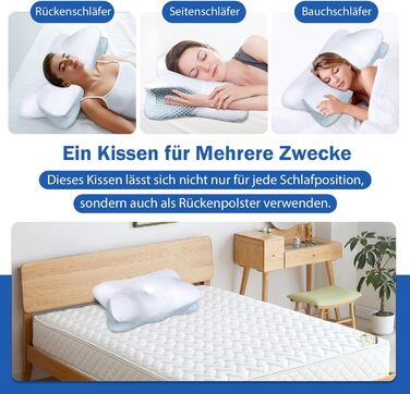 Подушка для шийного відділу хребта від болю в шиї, ортопедична подушка з піною з ефектом пам&39яті від болю в плечах, ергономічна подушка для підтримки голови та шиї для сну на боці/спині/животі, розкішна подушка для шиї