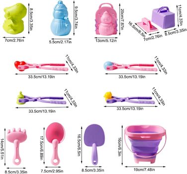Форма для сніжки TABSIRAH, кліпса для сніжки 17 х, пляжна лопата з телескопічним відром для зберігання, пускова установка для сніжок, сніжки, формочки для хлопчиків, дівчаток, сім'ї