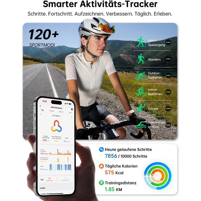 Жіночий смарт-годинник Gydom з функцією телефону 1,85 дюйма HD 2 браслети фітнес-годинник фітнес-трекер серцевого ритму/SpO2/сон/IP68 водонепроникний спортивний годинник крокомір для Android iOS рожевий 1,85 рожевий
