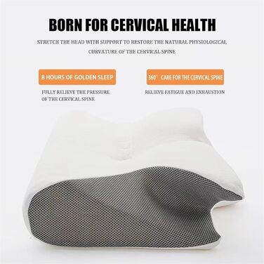 Подушка Curosleep, ергономічна ортопедична подушка 2025 року оновлення з контурною бічною підтримкою, полегшує біль у шиї та піноутворення (сіра)