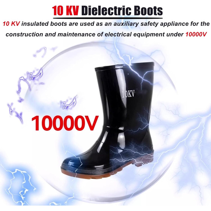 Діелектричні чоботи HAIXHX, з флісовою підкладкою, ізольовані для високої напруги, ізотермічні, із захистом від ураження електричним струмом 10/20 кВ для роботи на промислових повітряних лініях, 20 кВ, розмір 24 EU