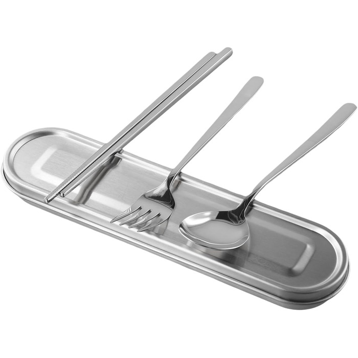 Набір столових приборів з нержавіючої сталі для подорожей з коробкою виделка, ложка, палички для їжі - для офісу, кемпінгу, пікніка та використання на природі