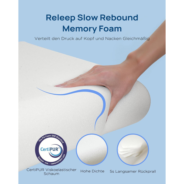 М&39яка охолоджувальна подушка, подушка з піни з ефектом пам&39яті 40x60, охолоджувальна подушка для сну, ортопедична подушка від болю в шиї, ергономічна подушка для підтримки шиї, подушка проти хропіння для тих, хто спить на боці, 40 x 60 см, білий-м&39я