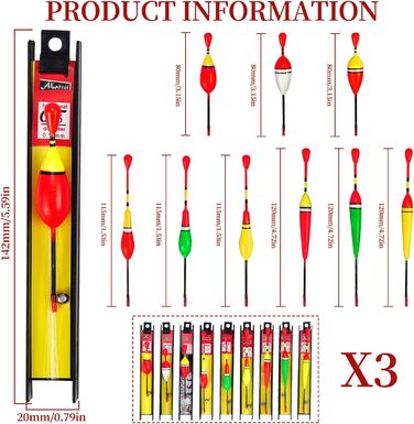 Набір для поплавкової риболовлі 27 шт. Набір для поплавкової риболовлі з грузилом, волосінню та гачками (5, 7, 9) Аксесуари для риболовлі Поплавці для лову грубої риби Форель Судак, ідеально підходить для озера, річкового струмка