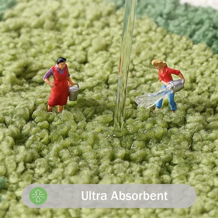 Нековзний килимок для ванної з мікрофібри, що миється, пухнастий м&39який килимок для ванної кімнати, абсорбуючий килимок для ванної кімнати, ванни, входу, дверного килимка, 50x80 см, зелений лист